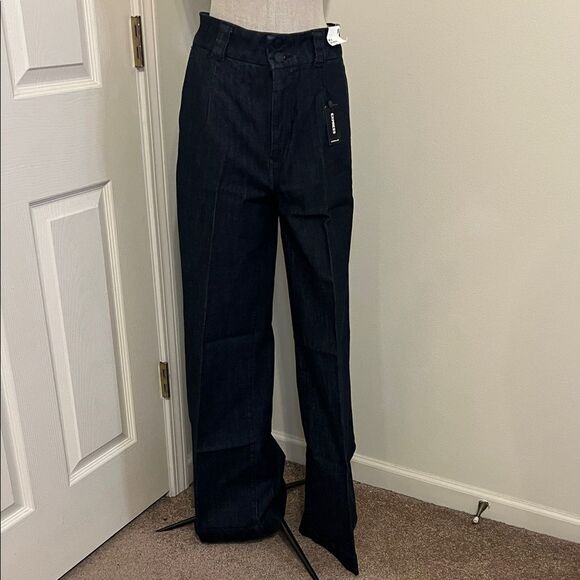 Express Women's Dark Wash Wide Leg Trouser Jeans Size 6 NWT - Picture 2 of 7